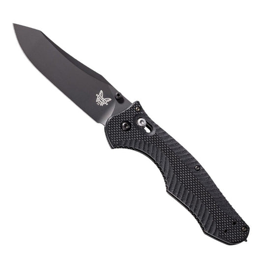 Benchmade 810BK Contiego tactical folding knife with black coated reverse tanto blade and black G10 handle