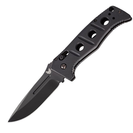 Benchmade 2750BK Adamas automatic folding knife with black G10 handle and coated D2 steel drop-point blade