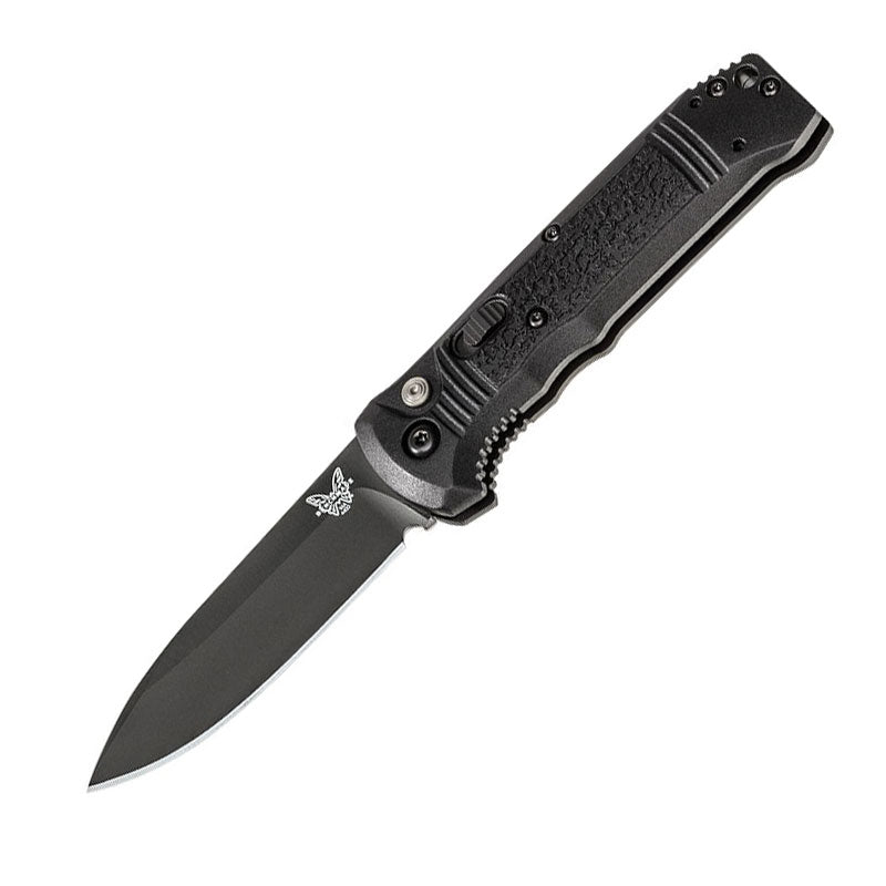 Benchmade 4400BK Casbah automatic folding knife with black textured handle and coated drop-point blade