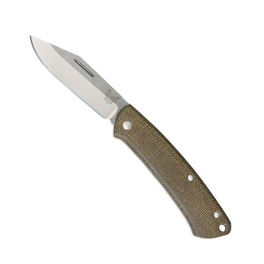 Benchmade 318 Proper slip-joint folding knife with satin CPM-S30V blade and brown Micarta handle scales