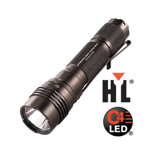 Streamlight ProTac HL-X tactical flashlight with anodized aluminum body and pocket clip