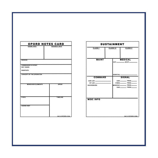 My Leader Source OPORD Notes Briefing Card waterproof field reference for military leaders