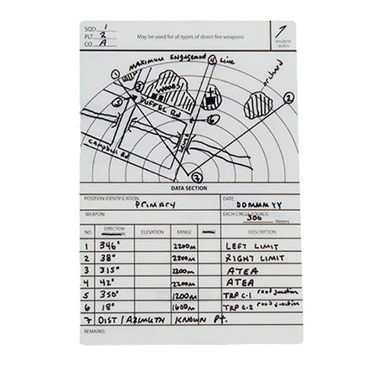 My Leader Source waterproof military range card for tactical field planning and defensive positions
