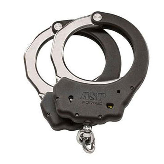 ASP Ultra Cuffs chain handcuffs with black forged aluminum frame and steel bow construction