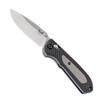 Benchmade 565 Mini Freek folding knife with satin drop point blade and black Grivory handle
