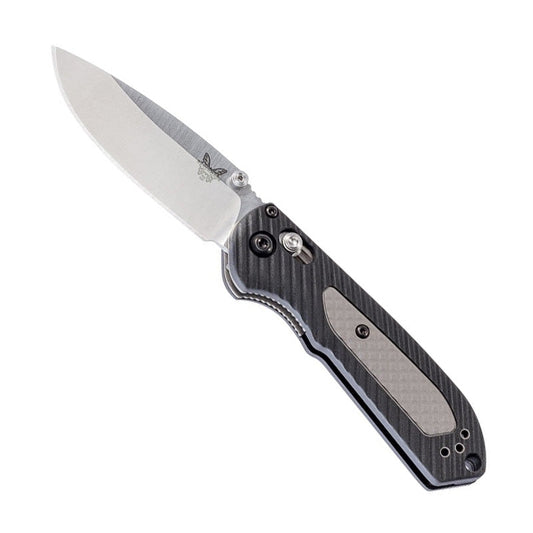 Benchmade 565 Mini Freek folding knife with satin drop point blade and black Grivory handle