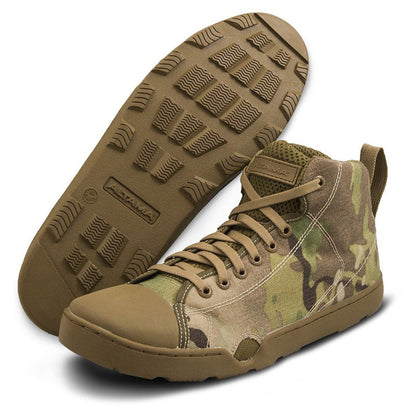 Altama OTB Maritime Assault Mid boot in Multicam pattern with quick-drain ports and SEAL Rubber outsole