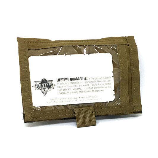 Raine Tactical QB Sleeve coyote brown data card organizer with three clear windows for 3x5 shooting cards