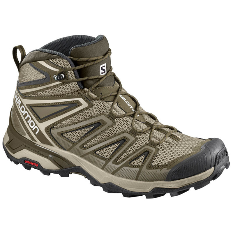 Salomon X Ultra Mid 3 Aero mid-height hiking boots with protective toe cap and Contagrip outsole