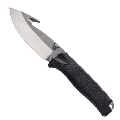 Benchmade Steep Country fixed blade hunting knife with black Santoprene handle and satin finish blade