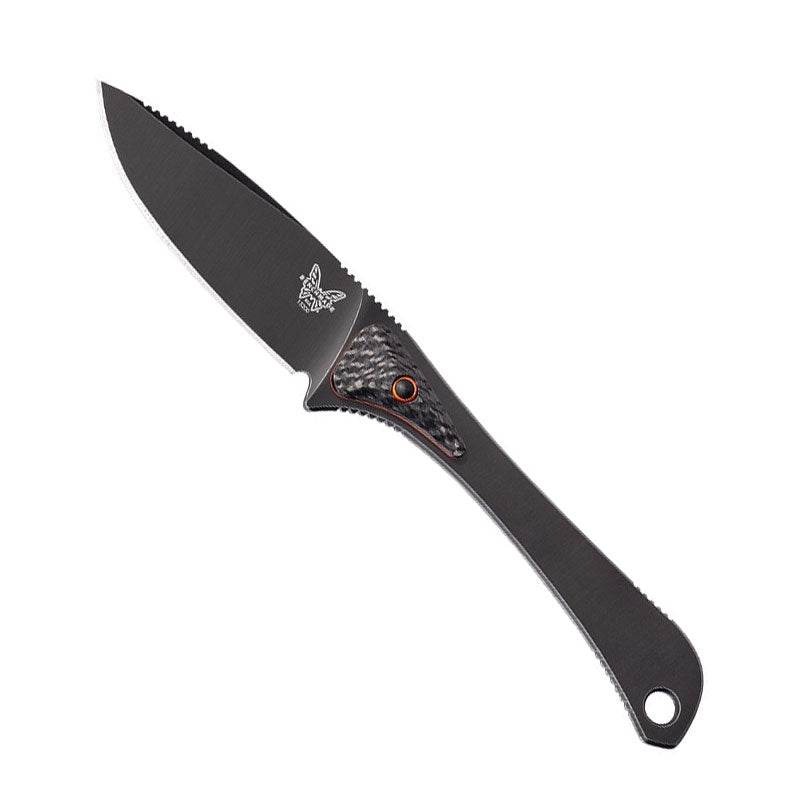 Benchmade 15200DLC Altitude drop point hunting knife with carbon fiber handle and diamond-like carbon coated blade