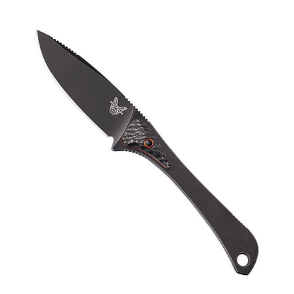 Benchmade 15200DLC Altitude drop point hunting knife with carbon fiber handle and diamond-like carbon coated blade