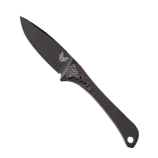 Benchmade 15200DLC Altitude drop point hunting knife with carbon fiber handle and diamond-like carbon coated blade