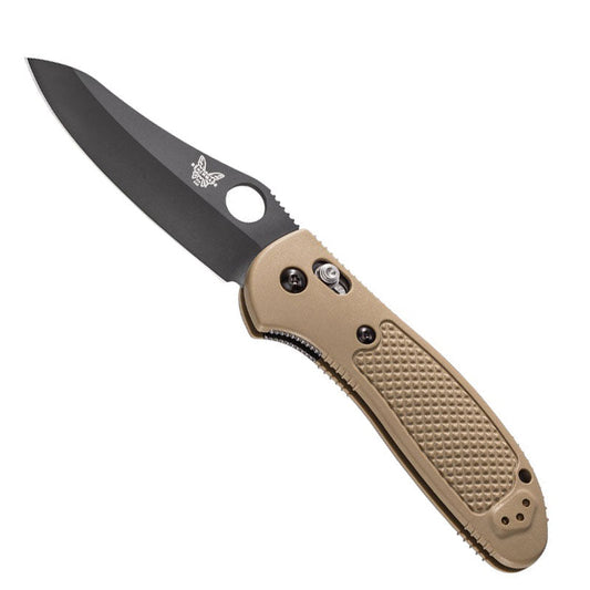 Benchmade 550BKSN Griptillian folding knife with black coated sheepsfoot blade and sand nylon handle