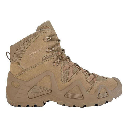 Lowa Zephyr Mid TF tactical boot in coyote brown with leather upper and aggressive tread outsole