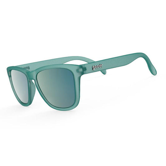 Goodr OG's Nessy's Midnight Orgy teal polarized sunglasses with classic frame design