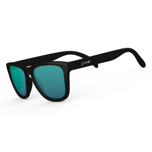 goodr Vincent's Absinthe Night Terrors polarized sunglasses with black frames and teal accents