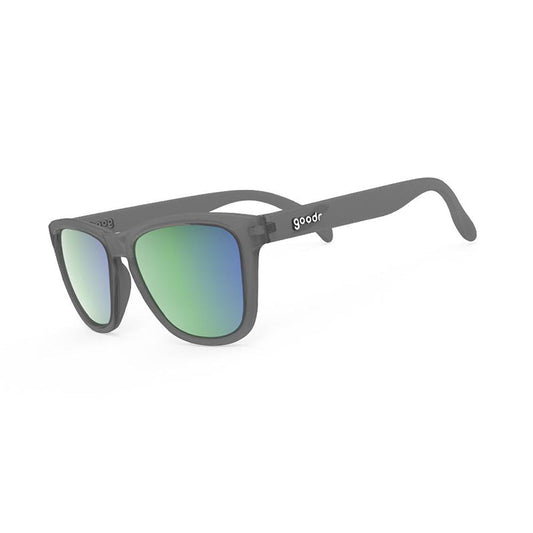 goodr OGs Silverback Squat Mobility polarized sunglasses with grey frames and purple teal lenses