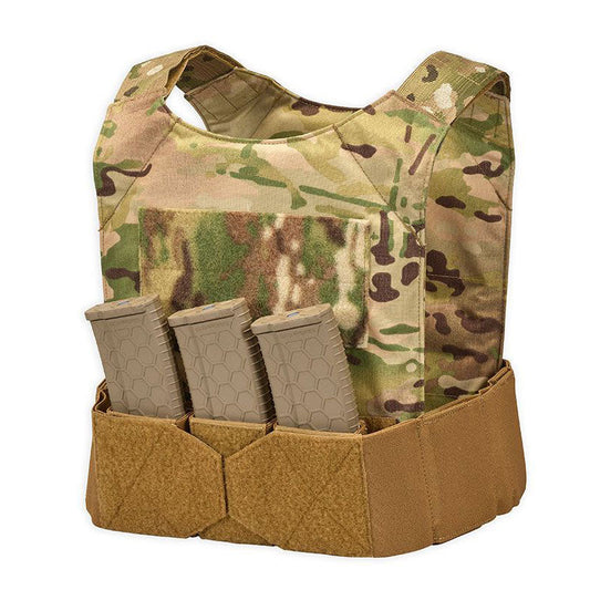 Chase Tactical Low Vis Plate Carrier M1 in Multicam with integrated triple magazine pouch and adjustable cummerbund