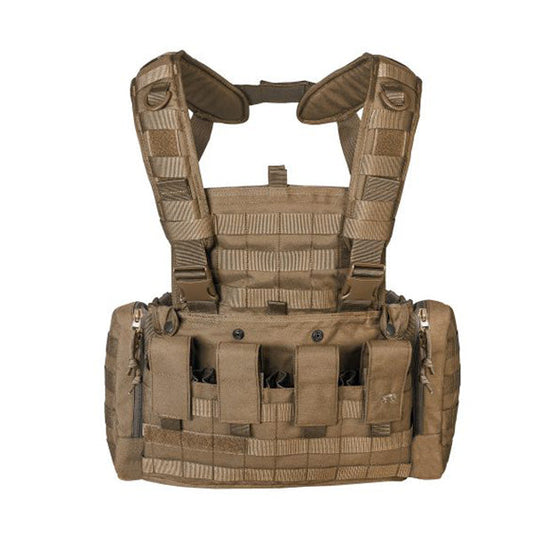 Tasmanian Tiger Chest Rig MKII tactical harness with magazine pouches and side pockets in olive green