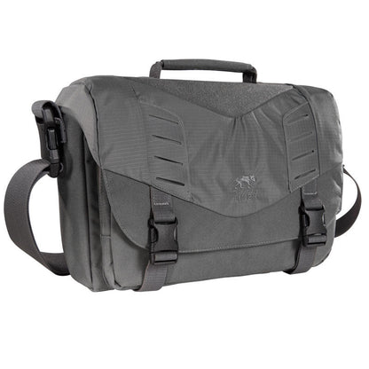 Tasmanian Tiger Tac Case S tactical messenger bag in black with flap closure and shoulder strap