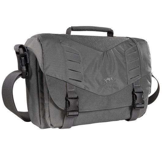 Tasmanian Tiger Tac Case S tactical messenger bag in black with flap closure and shoulder strap