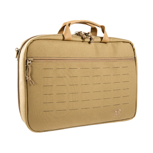 Tasmanian Tiger Modular Pistol Bag in black with MOLLE webbing and padded interior for multiple handgun transport