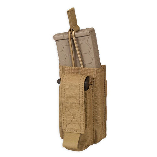 Chase Tactical Single Kangaroo magazine pouch in black with dual compartments for rifle and pistol magazines
