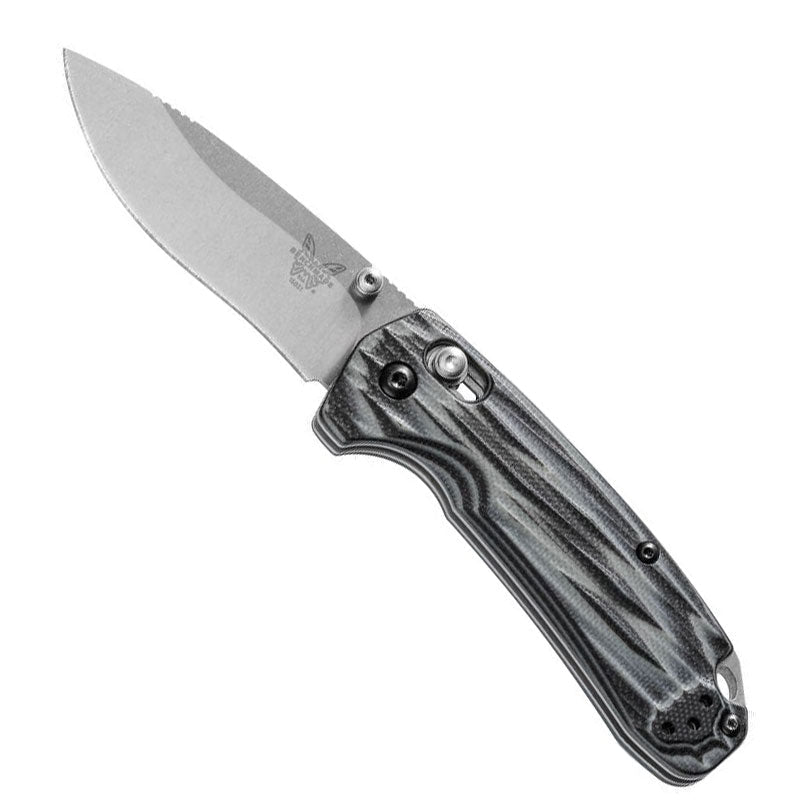 Benchmade 15031-1 North Fork folding knife with gray and black G10 handle scales and satin finish blade