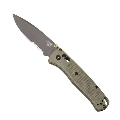 Benchmade 535SGRY-1 Bugout folding knife with gray coated blade and ranger green Grivory handle scales