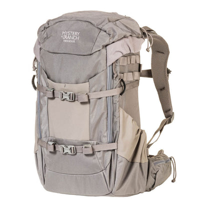 Mystery Ranch Treehouse hunting backpack with two-zipper access and compression straps for bow carry