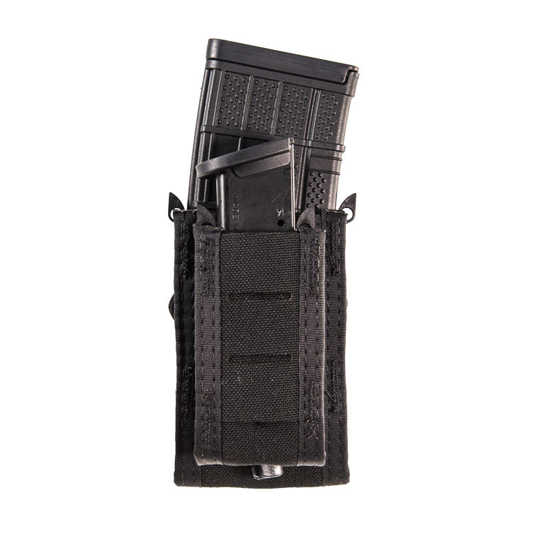 High Speed Gear Duty Double Decker TACO magazine pouch in black with MOLLE mounting clips
