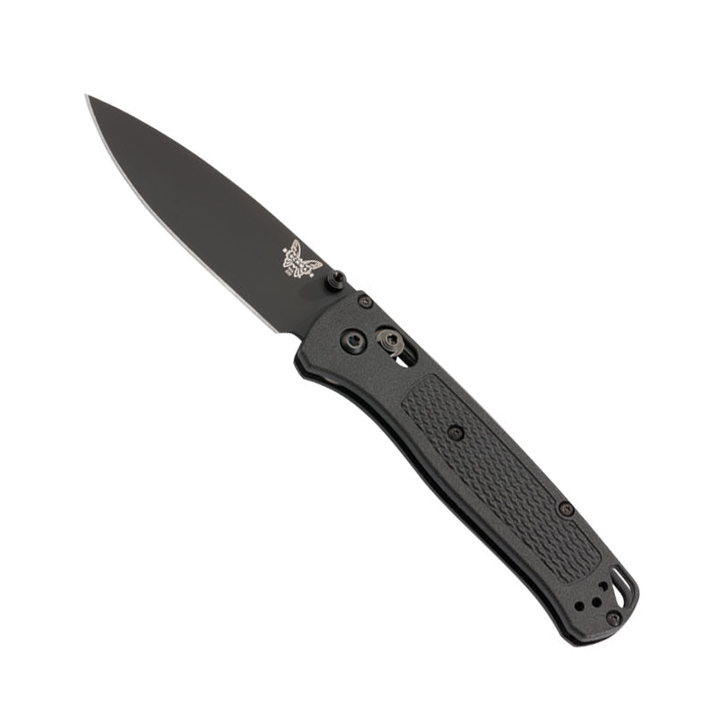 Benchmade 535BK-2 Bugout folding knife with black diamond-like carbon coated blade and CF-Elite handle