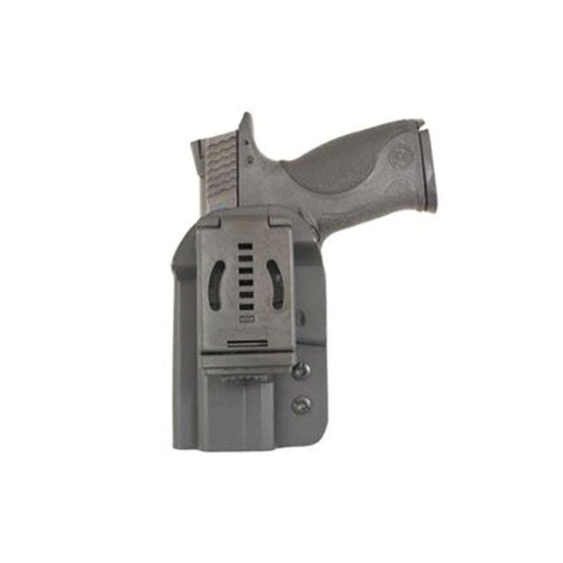 Comp-Tac QB black Kydex OWB holster with modular mounting system and push-button belt attachment