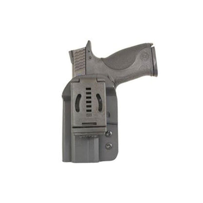 Comp-Tac QB black Kydex OWB holster with modular mounting system and push-button belt attachment