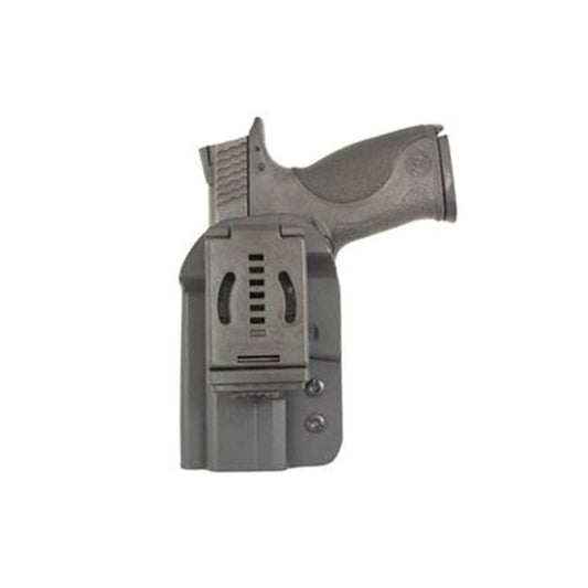 Comp-Tac QB black Kydex OWB holster with modular mounting system and push-button belt attachment