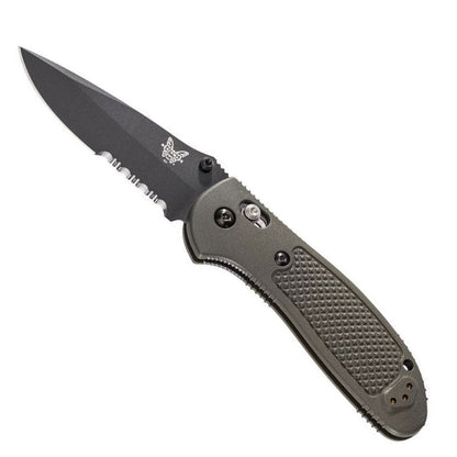 Benchmade 551SBKOD-S30V Griptilian folding knife with black serrated blade and olive drab nylon handle