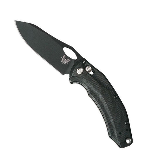Benchmade 818BK Mini Loco folding knife with black reverse tanto blade and black G10 handle scales