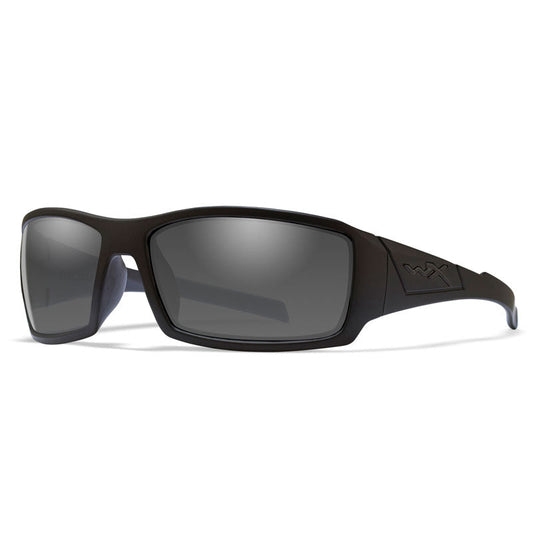 Wiley X Twisted Black Ops tactical sunglasses with matte black frame and smoke grey ballistic lenses