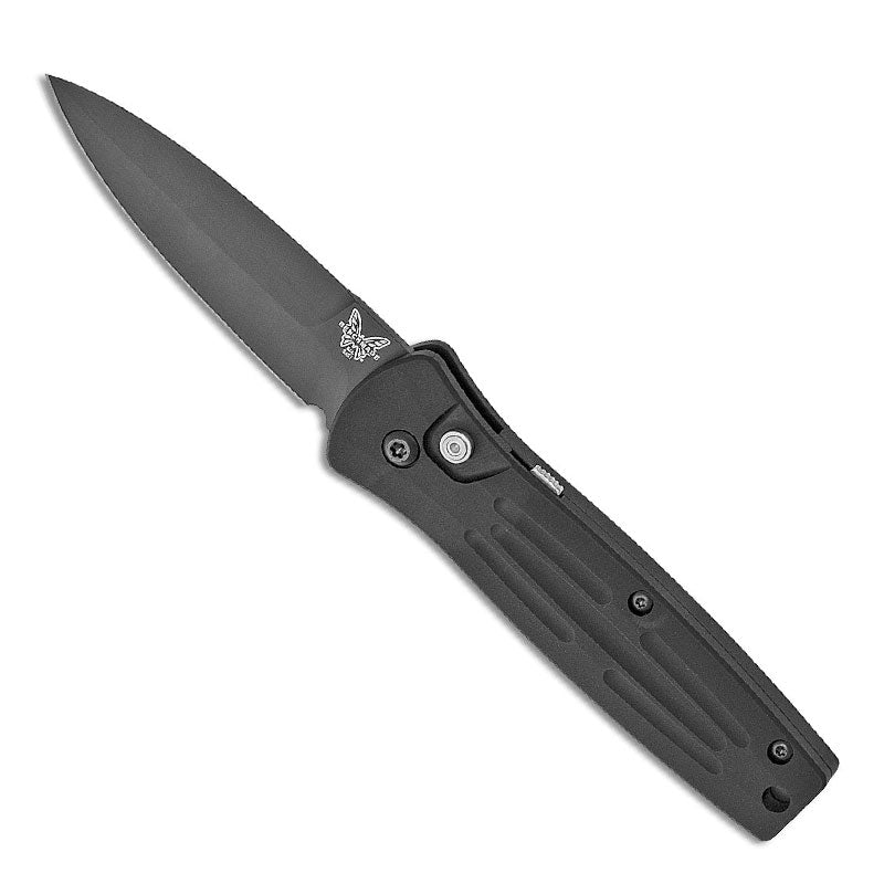 Benchmade 3551BK Stimulus automatic knife with black aluminum handle and satin finished spear-point blade