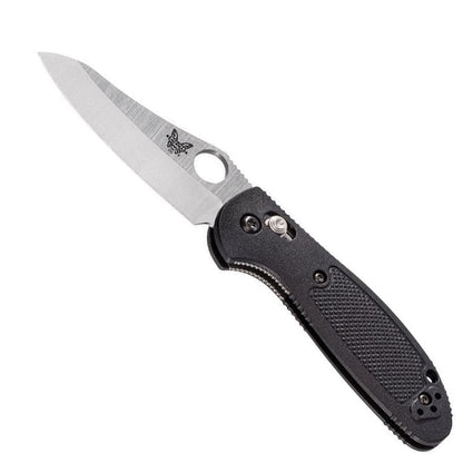 Benchmade 555-S30V Mini Griptilian folding knife with black handle and satin finish blade
