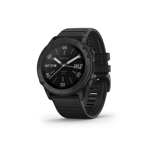 Garmin tactix Delta Sapphire Edition tactical GPS watch with black silicone band and large display screen