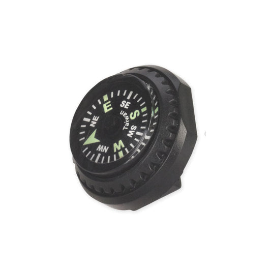 NDuR Watch Band Compass attached to watch strap showing liquid-filled compass face and compact square design