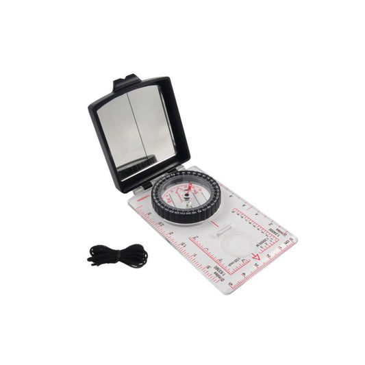 NDuR sighting compass with mirror showing triple sighting system and rotating measurement rings