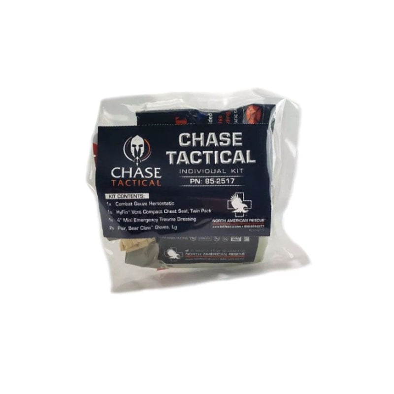 Chase Tactical EDC Medical Kit vacuum-sealed trauma care package with hemostatic gauze and chest seals