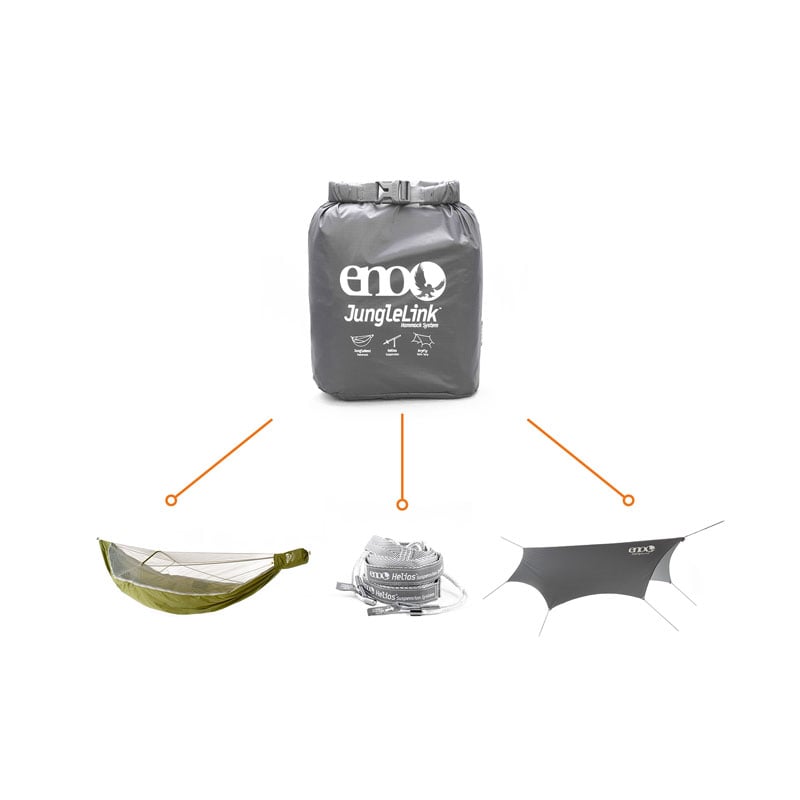 ENO JungleLink Hammock System - Charcoal/Evergreen - Tactical Edge