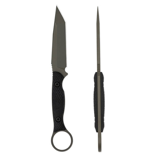 Toor Knives Serpent tactical fixed blade knife with tanto grind, textured G10 handle, and Kydex sheath