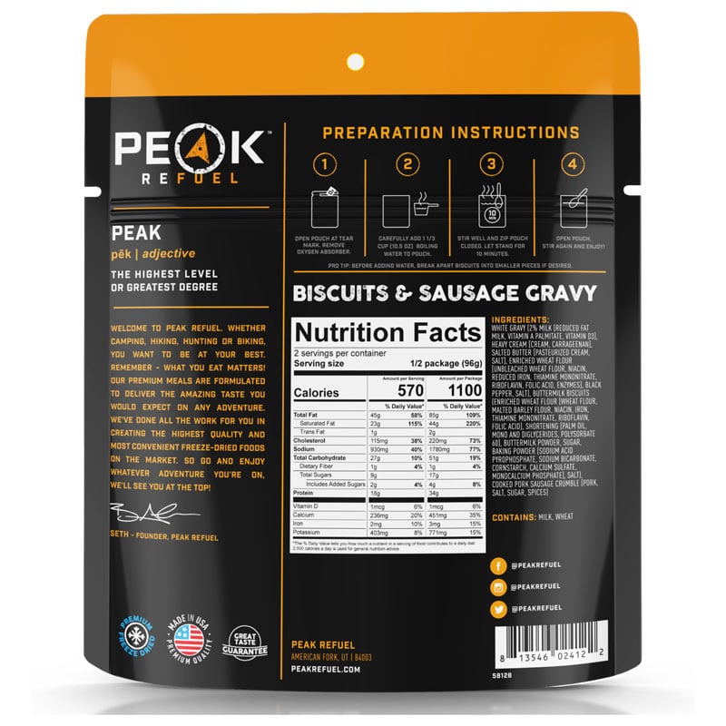Peak ReFuel Biscuits and Sausage Gravy - Tactical Edge