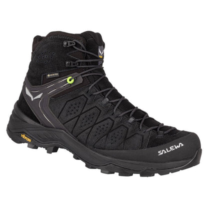 Salewa Alp Trainer 2 Mid GORE-TEX men's hiking boot in black with suede upper and aggressive tread pattern