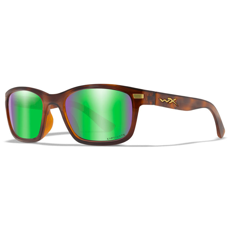 Wiley X Helix sunglasses with gloss demi tortoiseshell frame and green mirror polarized lenses